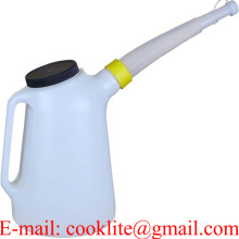 Plastic Vehicle Tools 6 Litre Plastic Measuring Jug Oil Dispenser with Protection Lid and Flexible Outlet