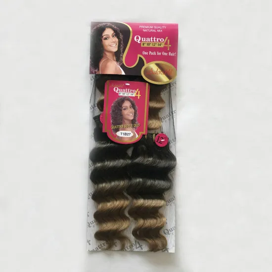 Adorable High temprature synthetic fiber ombre hair weave 4 bundles/set hair weave with closure Quattro ripple deep wave
