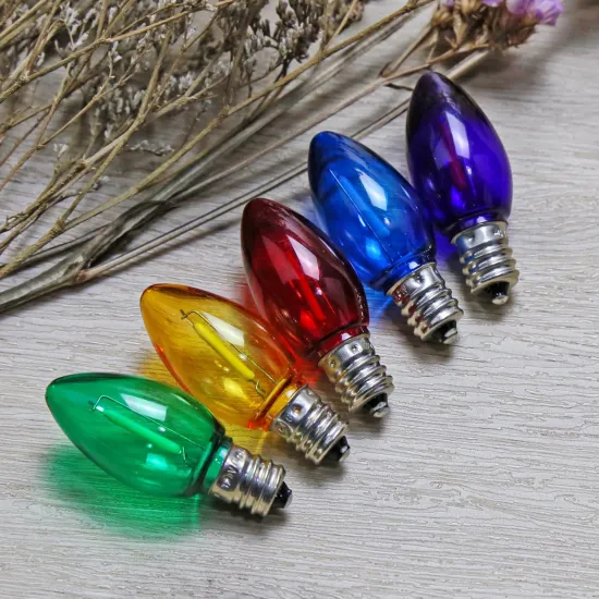 E12 C7 LED Bulbs - Transparent/Opaque Replacement for Holiday Lighting