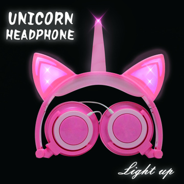 Écouteurs de nuit avec oreilles de chat licorne avec lumière
