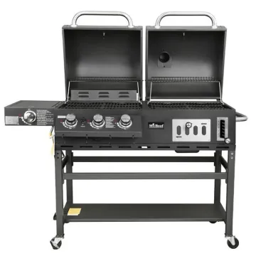 3 Burner Gas+Charcoal Grill Gas and Combo Grill Garden Courtyard Trolley Outdoor BBQ Grills