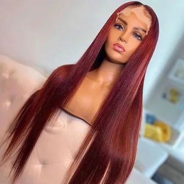 99J 27 30 Colored Raw Brazilian Virgin Cuticle Aligned Human Hair Hd Full Lace Frontal Wig Yeswigs Lace Front Wig Human Hair