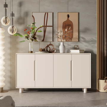 Wabi-Sabi Cream Wind Shoe Cabinet: Solid Wood French Entrance Household Side Cabinet