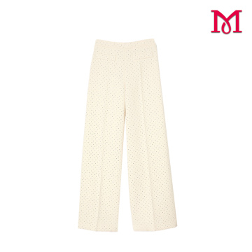 Pantalones con adornos de tweed para mujer