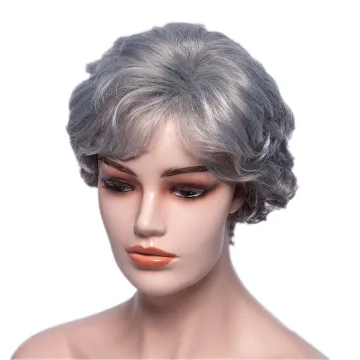 Aishili wholesale nature wave grey bob hair curly frontal synthetic wigs for women