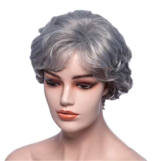 Aishili wholesale nature wave grey bob hair curly frontal synthetic wigs for women