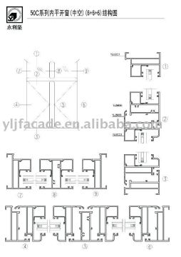 aluminum profile for internal casement window 250C