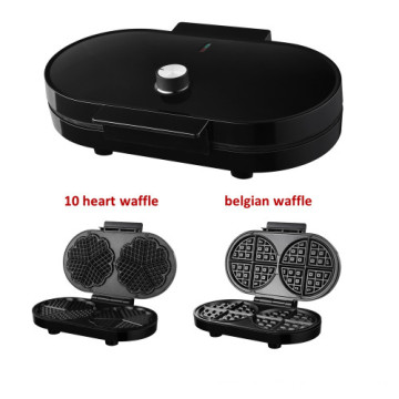 Wholesale Custom Electric Non-Stick Cast Iron Belgium 10-Heart Shape Big Double Belgian Waffle Maker