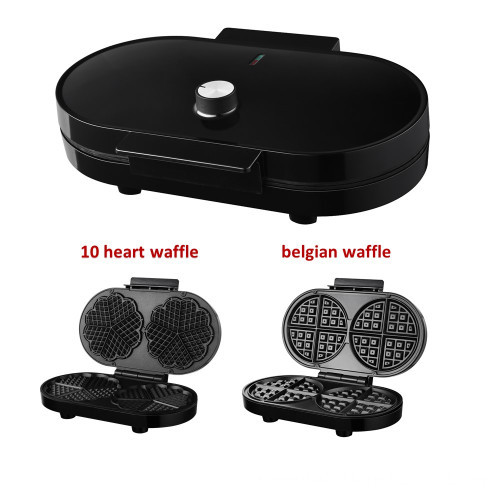 Wholesale Custom Electric Non-Stick Cast Iron Belgium 10-Heart Shape Big Double Belgian Waffle Maker
