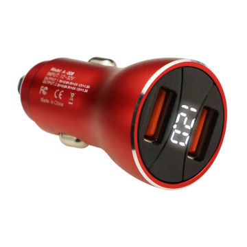 Car Charger 2 Port Dual USB Charger LCD Display 12-24V Cigarette Socket Lighter Fast Car Charger Adapter