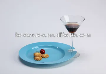Delicate round plastic melamine cocktail wine plate