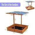 Sandbox with Cover Kids Wood Retractable Roof Sandbox