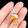 Crazy Agate Mushroom Wizard Cap Pendant for Making Jewlery 15X20mm Stone Halloween Charms