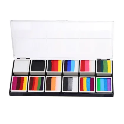 S01r Body Paint Palette Party Makeup - Rainbow Split Cake Face Paint Kit
