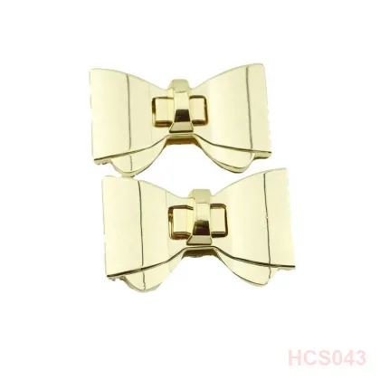 Shiny Gold Tie Bow Shaped Leather Bag Lock Factory Supply