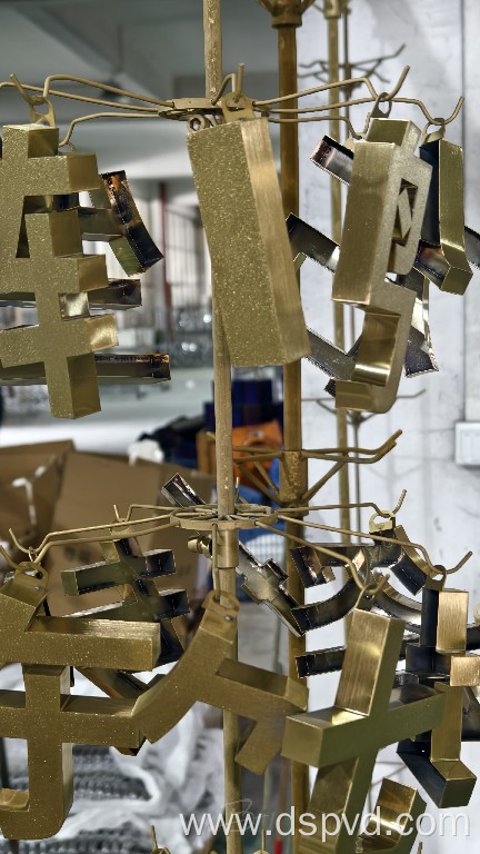 stainless steel letter logo with titanium pvd coating