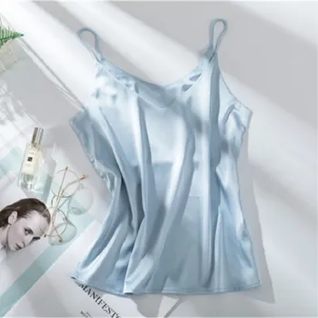 Women undershirt Top Women Halter V Neck Basic White Cami Sleeveless Women'S Summer Camisole Plus Size Satin Silk Tank Tops