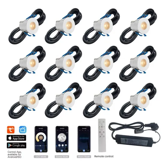 CCT Adjustable & Dimmable 12pcs 3W DC12V Mini LED Spotlight Set for Outdoor Garden, Carport, Terrace, Roof Lighting