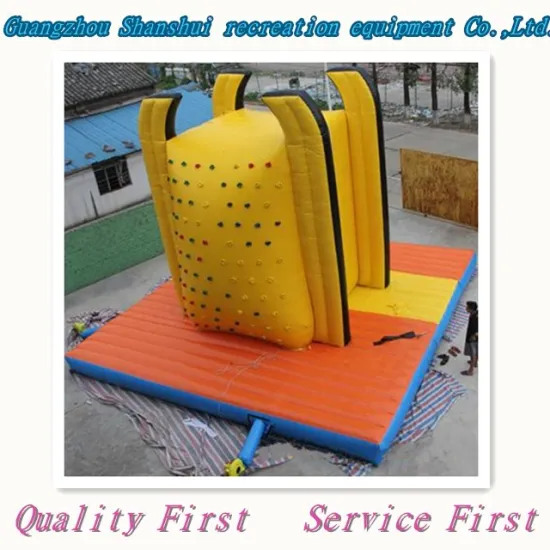 Hot Sale Artificial Yellow Inflatable Rock Climbing Wall for Adult Sports Amusement Park