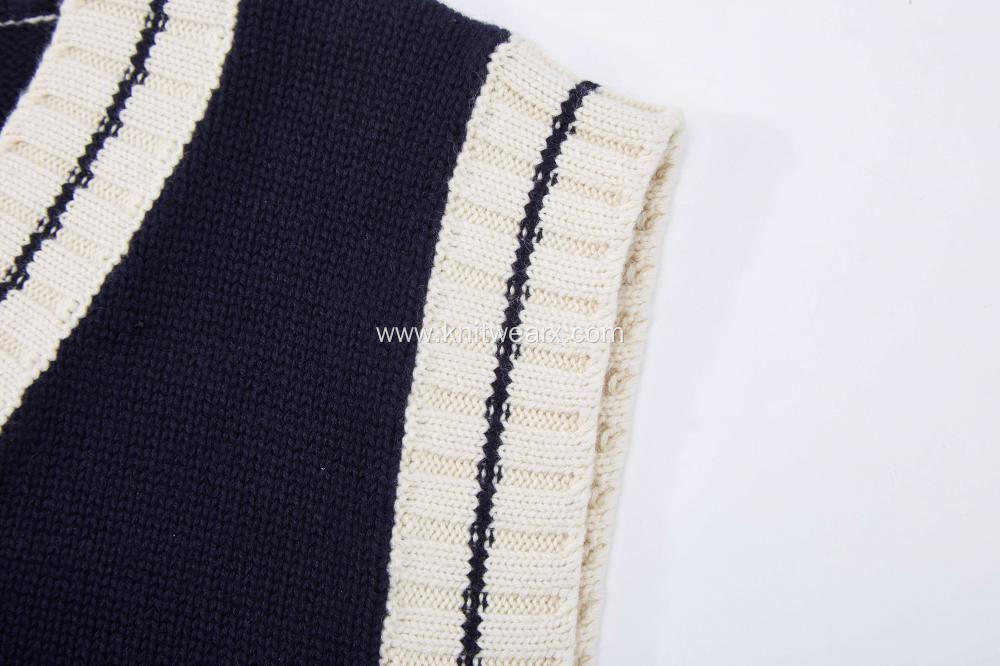 Boy's Knitted Contrast Edge V-Neck School Vest