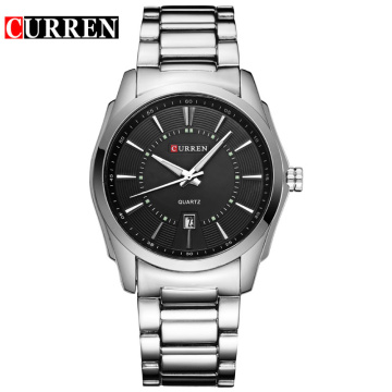 Japan Movt Slim Stone Steel Wrist Watch Men