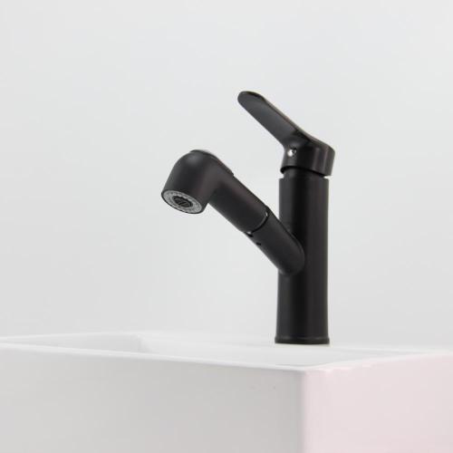 Goose Neck Pull Out Black Bathroom Basin Faucet