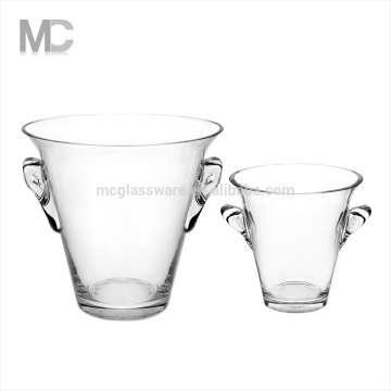 Clear glass ice bucket with ear handmade wholesale