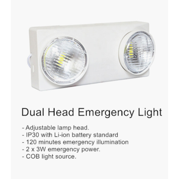 Luz de emergencia recargable LED doble cabezales