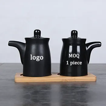 Black Kitchen Ceramic Oil and Vinegar Bottle with Lid