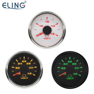 ELING 52mm Digital Voltmeter - 12V/24V Vehicle Gauge with 8-Color Backlight