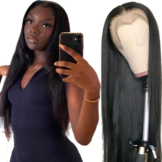 Top Quality Brazilian Human Hair Lace Front Wig,Natural Dream Custom Lace Wig,Natural Color Black 30 Inch Straight Wig