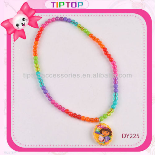 plastic bead necklace with charm