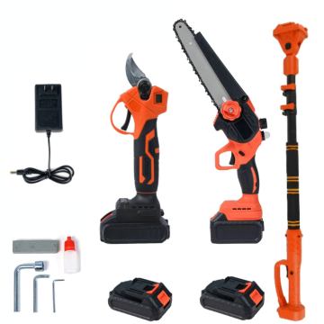 Professional Electric Cordless Lithium Power Garden Pruning Scissors and Telescopic Pole Chain Saw for Efficient Tree Branch Pruning
