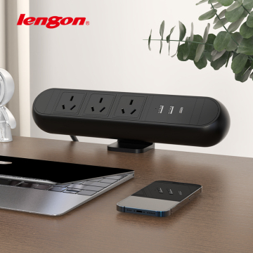 AU Tabletop Clamp for Conference Desk - Power Socket with USB Type-C Port
