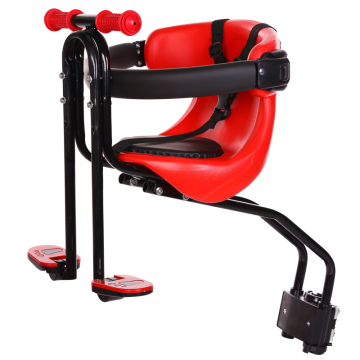 Front-Mounted Child Bike Seat with Backrest and Foot Pedals