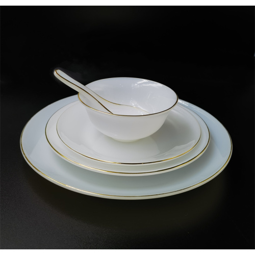 Juego de vajilla con cuencos Phnom Penh y borde dorado de cristalería
