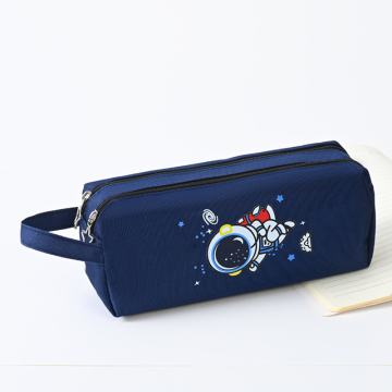 Cute Cartoon Kids Pencil Case: Large Capacity Space Astronaut Portable Stationery Bag for School Students