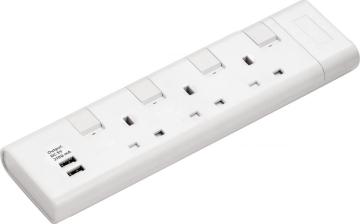 Prolunga UK a 3 uscite con USB