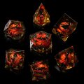 Rolling Dragon Eye DND Dice Set, Sharp Edge Liquid Core Resin Handmade Dice Set 7 PCS for Role Playing Dungeons and Dragons