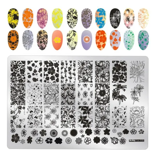 High Quality Large Size Flower and Geometric Nail Art Stamping Plate