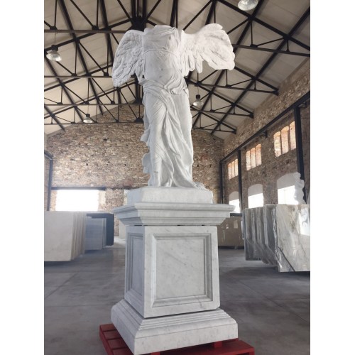 Classic Figure in Hand-Sculpted Marble Feathered Wings