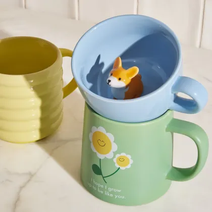 Ceramic Corgi Coffee Mug with Christmas Gift Theme