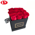 Papierowe czarne pudełka na prezenty z pokrywkami do kwiatów