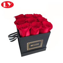 Χαρτί μαύρα κουτιά δώρων με καπάκια για λουλούδια