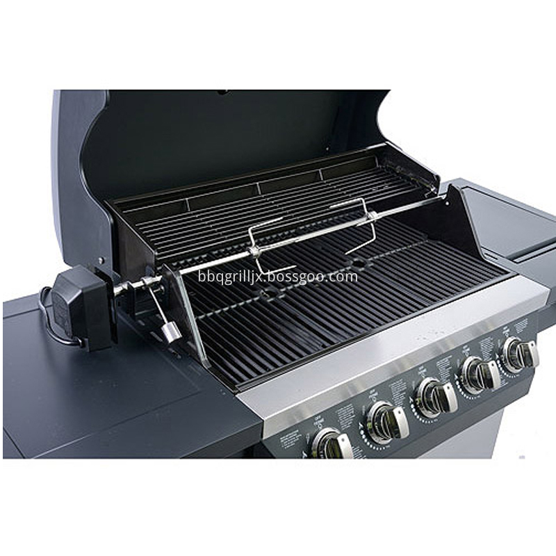 5 Burners Propane Gas Bbq Grill Opening Lid View