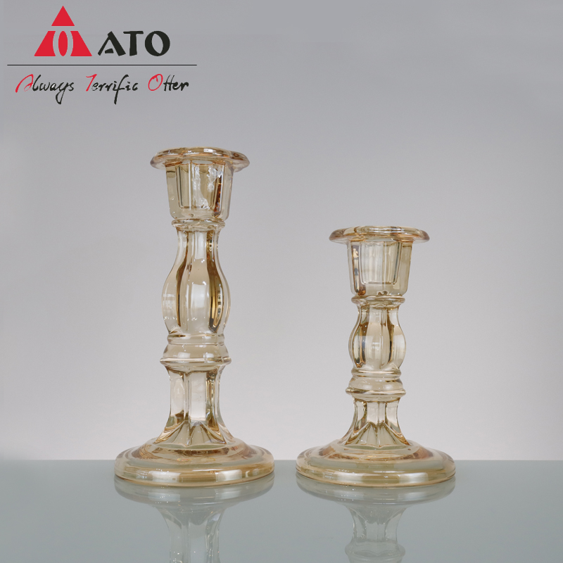 ATO Iluminação de vidro de vidro âmbar cópia Candlestick