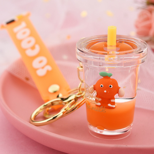 Fruit Milk Tea Liquid Keychain