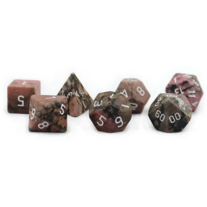 Engraved Snowflake Obsidian D&D Dice Set: Premium Black Gemstone Game Accessories