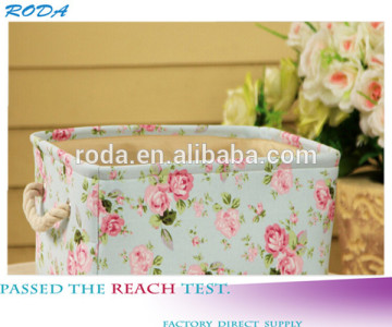 YIWU RODA 100%canvas Small and pure and fresh flower design foldable storage box