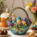 Vitray Paskalya Yumurtası Sepeti Akrilik Suncatcher